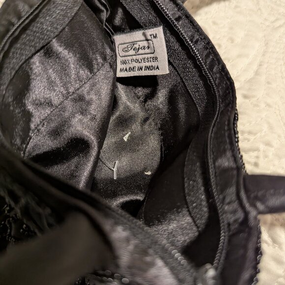 Vintage Glass seed beads evening Bag Hand Bag Black made in India Nice and Cute - Picture 6 of 6